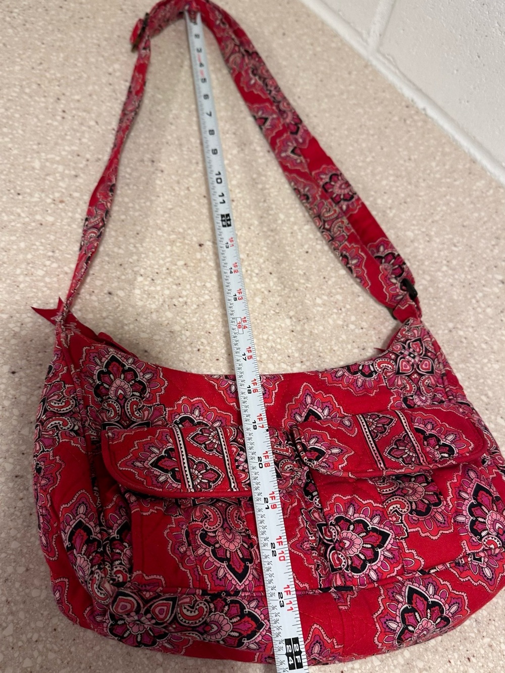 Vera Bradley Libby Crossbody Bag Frankly Scarlet 2008 Red Paisley Quilted Cotton - Picture 16 of 17